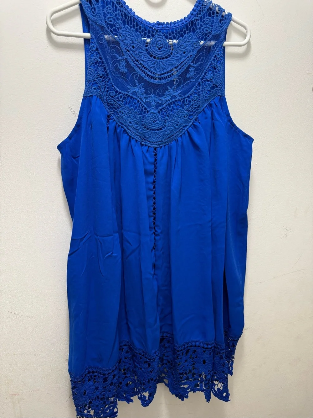 Royal Blue Crochet Trim Sleeveless Dress